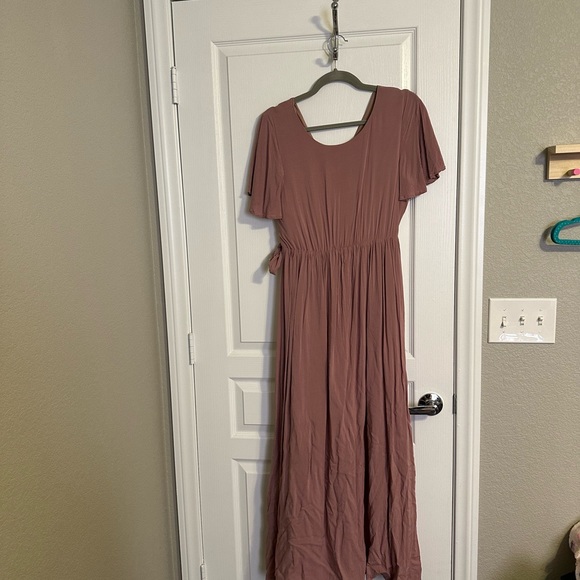 Wren & Ivory hi low pink embroidered Damara wrap dress - Picture 6 of 7